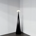 Modern Black Cone Shaped Floor Lamp With White Shade For Interior Design 3d model