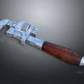 Professional Adjustable Wrench With Silver Metal Body And Wooden Handle