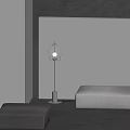Modern Floor Lamp With Transparent Spherical Shade And Metal Base In Grey Wall Interior
