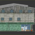 Two Story Building Featuring Green Awning Colorful Facade Green Window Frames And Flat Roof