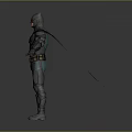 Batman Character 3D Model in Armored Costume With Cape and Detailed Design