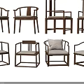 Modern Leisure Chairs With Wooden Frames And Various Design Styles 3d model