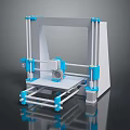 White and Blue 3D Printer With Frame Structure Printing Platform And Extruder 3d model