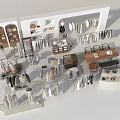 Modern Clothing Store Interior With Hanging Clothes Display Racks And Mannequins