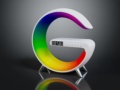Rainbow G Shaped Display Shelf With Digital Screen And Metal Stand 3d model