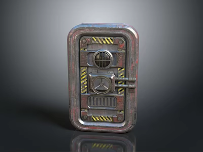 Durable Metal Hardware Tool Storage Case With Yellow Warning Stripes Lock And Circular Window 3d model