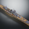 Large Detailed Historical Battleship 3D Rendering With Deck And Turrets 3d model