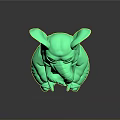 Cute Neon Green Elephant Toy In Sitting Pose With Open Mouth And Large Ears