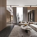 Modern Elegant Entrance Hall With Gray Walls Glass Partitions Cactus Sculpture And Metal Elements