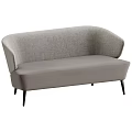 Gray Modern Fabric Sectional Sofa With Curved Backrest And Black Tapered Legs