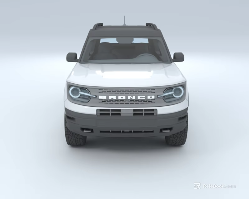 White Ford Bronco SUV Front View With Circular Headlights And Grille Design 3d model 