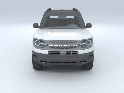 White Ford Bronco SUV Front View With Circular Headlights And Grille Design 3d model