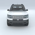 White Ford Bronco SUV Front View With Circular Headlights And Grille Design