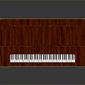 Classic Red Wooden Piano With White Keys And Ornate Metal Legs