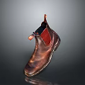 Brown Leather Chelsea Boots With Red Elastic Side Panel For Daily Wear