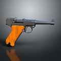 Vintage Classic Pistol With Wooden Grip Metal Frame And Retro Design