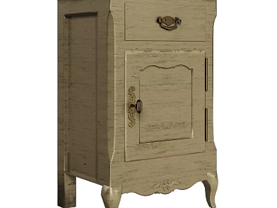 Vintage Wooden Chest of Drawers With Carved Details and Metal Handles 3d model