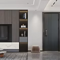 Modern Living and Dining Room Interior With Beige Sofa Coffee Tables TV Unit Decorative Painting and Window
