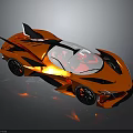 Orange Supercar With Sleek Streamlined Body Transparent Roof Black Accents And Modern Design