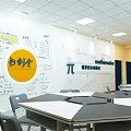 School Math Classroom With Math Formulas Pi Symbol And Geometric Learning Space