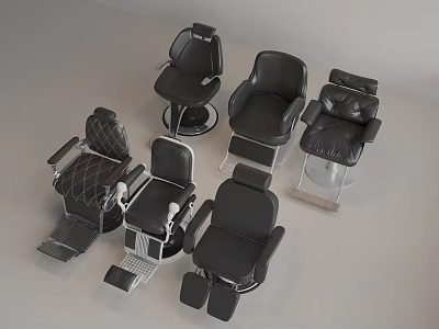 Black Leather Salon Barber Chairs Different Styles And Designs For Beauty Salons 3d model