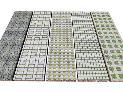 Various Patterned Floor Tiles In Gray White And Green Color Designs 3d model