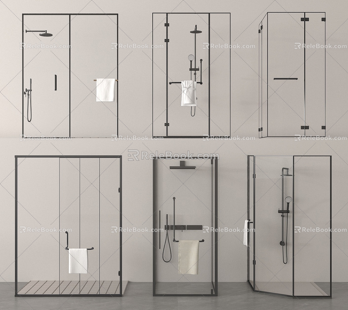 Shower cubicle extremely narrow shower shower shower door extremely narrow glass door 3d model