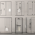 Shower cubicle extremely narrow shower shower shower door extremely narrow glass door 3d model