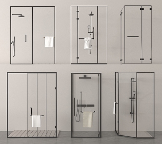 Shower cubicle extremely narrow shower door extremely narrow glass door 3d model