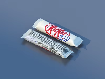 KitKat Chunky White Chocolate Bars Wrapped With Text Packaging On Blue Background 3d model