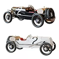 Vintage Race Cars in Black and White with Number 2 Classic Design