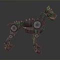 Mechanical Dog Game Movie Character With Spiked Metal Body And Gear Details