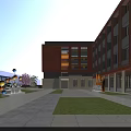 Modern School Campus Garden Landscape With Lush Plants Paved Walkways And Open Activity Spaces