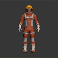 Game Movie Character In Red Spacesuit With Yellow Helmet Orange Visor And Silver Accents