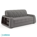Gray Two Seater Sofa With Diamond Tufted Back And Wooden Armrest Storage Shelves