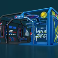 Modern Blue Pepsi Exhibition Booth Design Featuring Mannequin And Display Elements 3d model