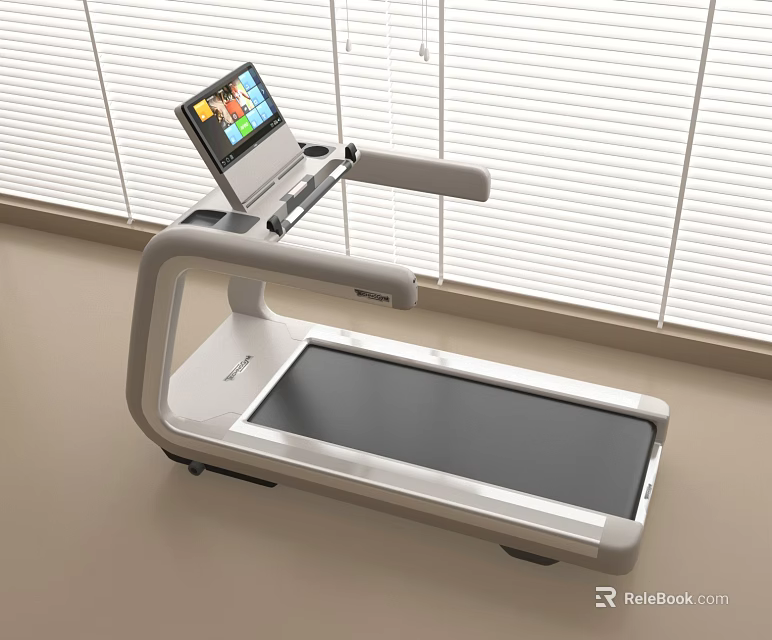 Modern Treadmill With Digital Display Screen For Home Gym Training Equipment 3d model 