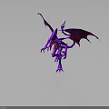 Detailed Purple Mythical Fantasy Creature With Dragon Wings Sharp Claws And Red Underbelly