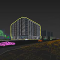 Modern High Rise Residential Building In Urban Area With Roads And Greenery