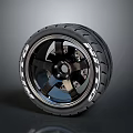 Automotive Parts High Performance Tire With Black Wheel Rim And White Lettering