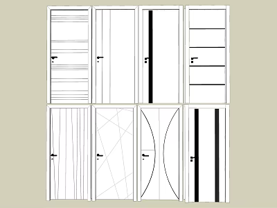 Various Hinged Door Designs With Different Panel Patterns For Interior Use 3d model
