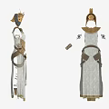 Ornate Traditional Costume With Gold Headpiece White Robe And Arm Cuffs