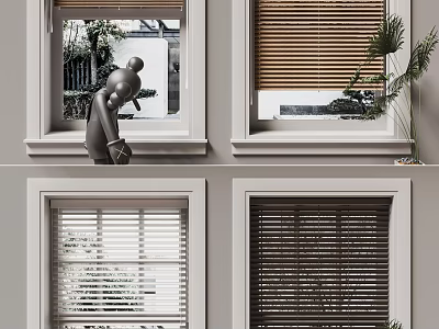 Various Wooden Window Blinds In Different Colors For Home Interior Design 3d model