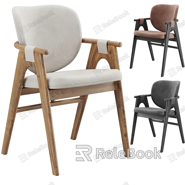 Scenario Home Single Chair Casual Chair Dining Chair Fabric Single Chair Solid Wood Single Chair model