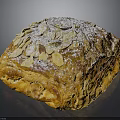 Golden Flaky Puff Pastry With Almond Slices And Powdered Sugar On Square Shape