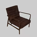 Modern Brown Leather Leisure Chair With Wooden Armrests And Comfortable Design