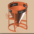 Orange Industrial Concrete Hopper Equipment with Stand and Wheel for Construction Use