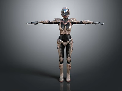 Future Tech Armored Character Standing with Outstretched Arms Sci Fi Design 3d model