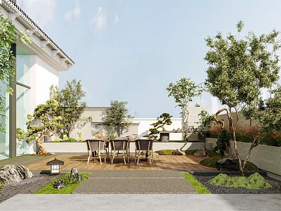 New Chinese Garden Roof Garden Leisure Terrace Garden Balcony Garden Patio Terrace Landscape Hanging Garden Roof Courtyard model