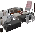 Professional Massage Tables in Modern Spa Salon with Soft Bedding and Accompanying Stools Lamps